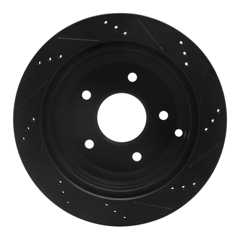 Pontiac GTO Brake Rotor (1) - Rear Left - R1 Concepts - Drilled & Slotted - Black - `05-`06